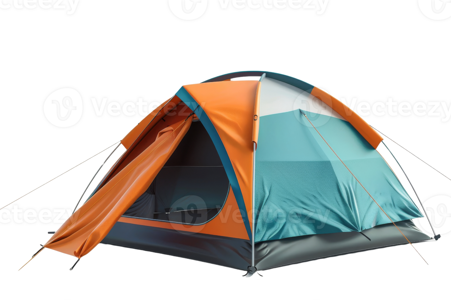 Colorful outdoor camping tent isolated on transparent background. Ideal for adventure and hiking trips, providing shelter and comfort. png