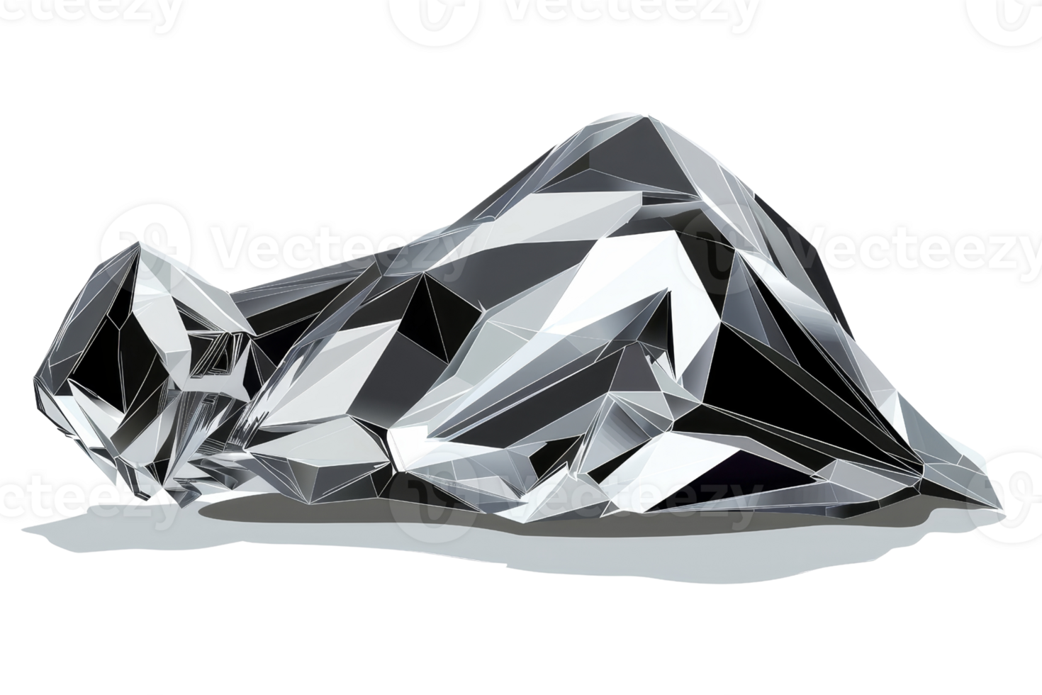 black and white crystal structure on a white background. png