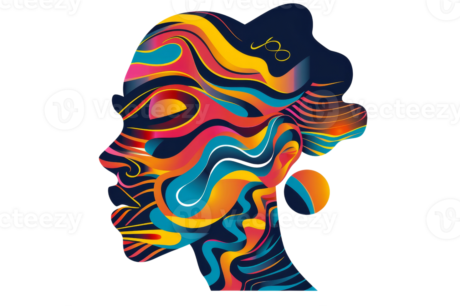 The image is a colorful portrait of a woman png