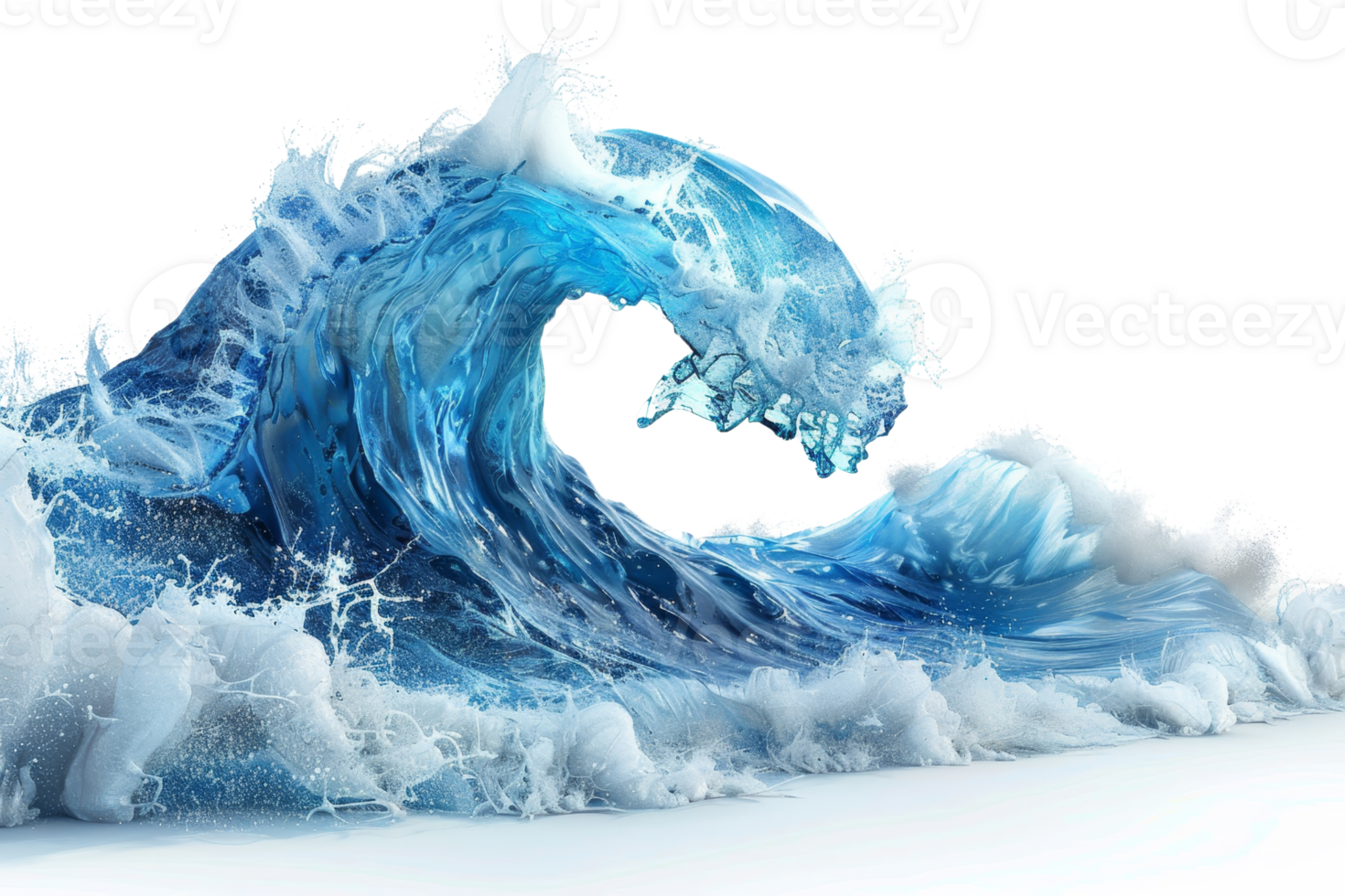 A powerful, curling ocean wave captured mid-break, showcasing the dynamic energy and beauty of nature in stunning detail. png
