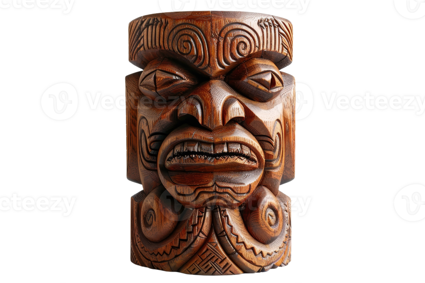 A wooden statue of a man with a frowning face. The statue is carved from wood and has a very detailed and realistic appearance. The statue's expression conveys a sense of sadness or anger png
