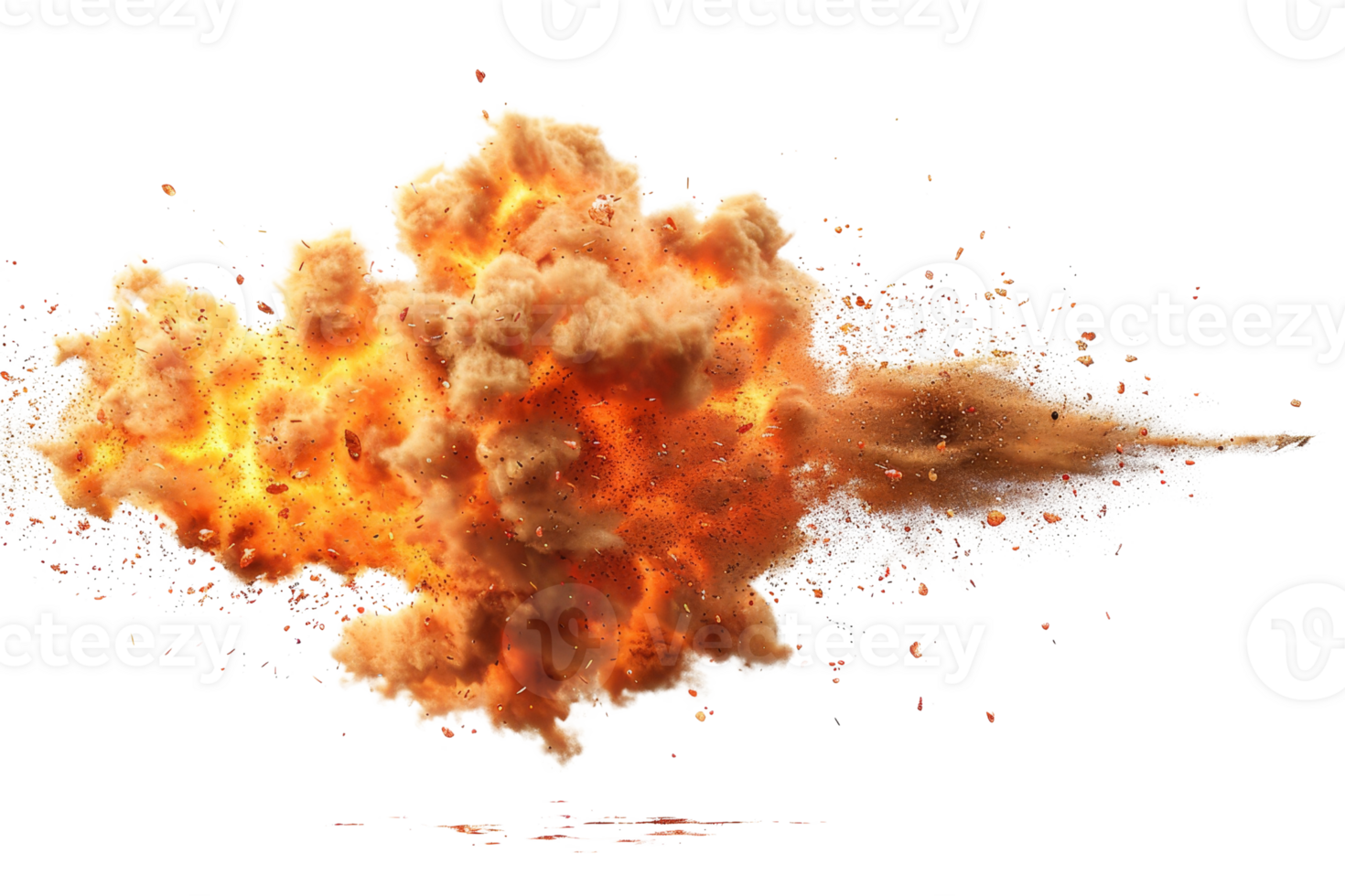 A large explosion is depicted in the image, with a cloud of dust and debris flying through the air. The scene is intense and chaotic, with the explosion leaving a trail of destruction in its wake png