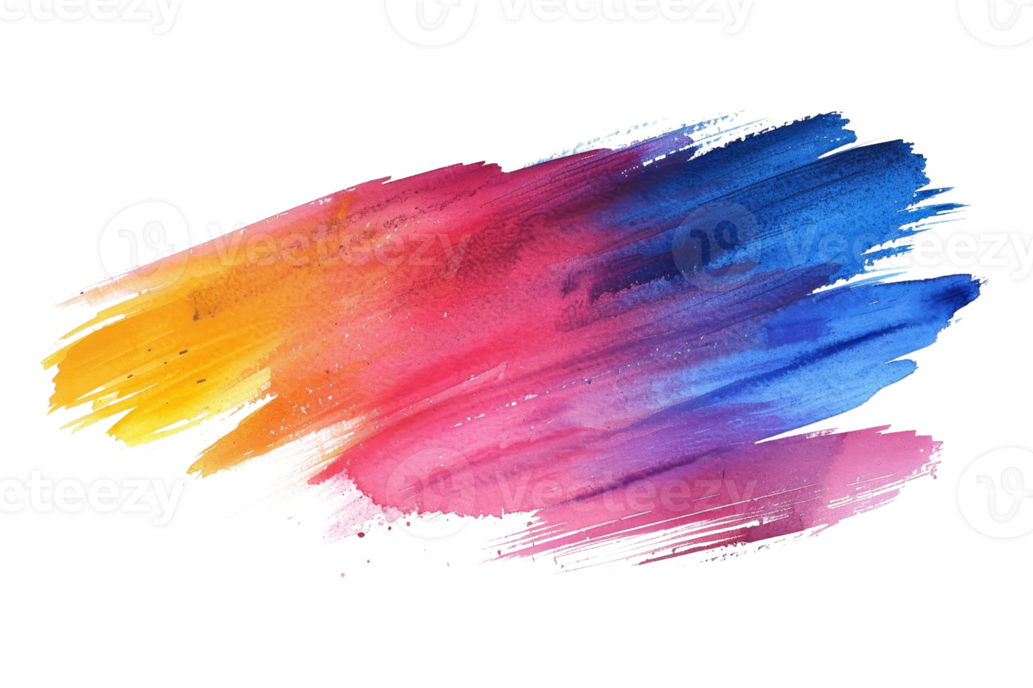 Abstract colorful paintbrush stroke blending vibrant shades of red, blue, and yellow, ideal for creative artwork and design projects. png