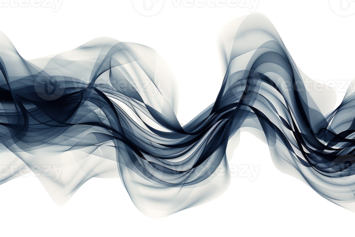 Abstract black and white smoke wave on a transparent background, creating a dynamic and flowing visual effect, perfect for backgrounds and designs. png