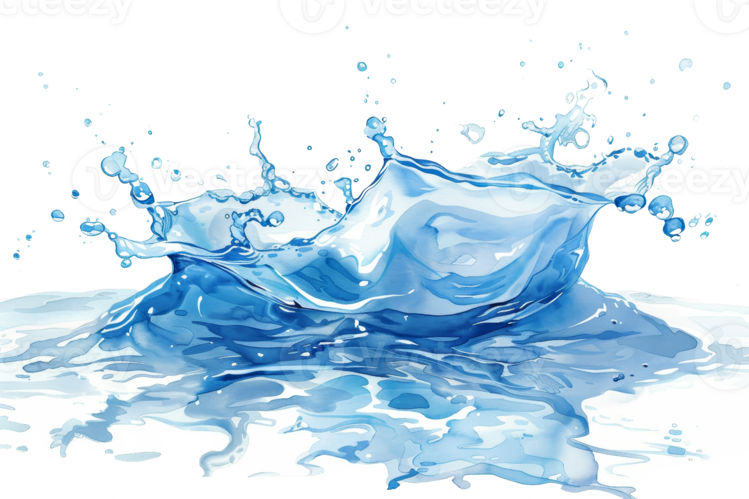 A dynamic and refreshing splash of blue water captured in mid-air, perfect for illustrating concepts of freshness, purity, and energy. png