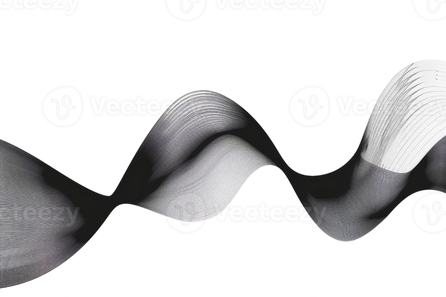 Black and white flowing wave, smooth and soft. png
