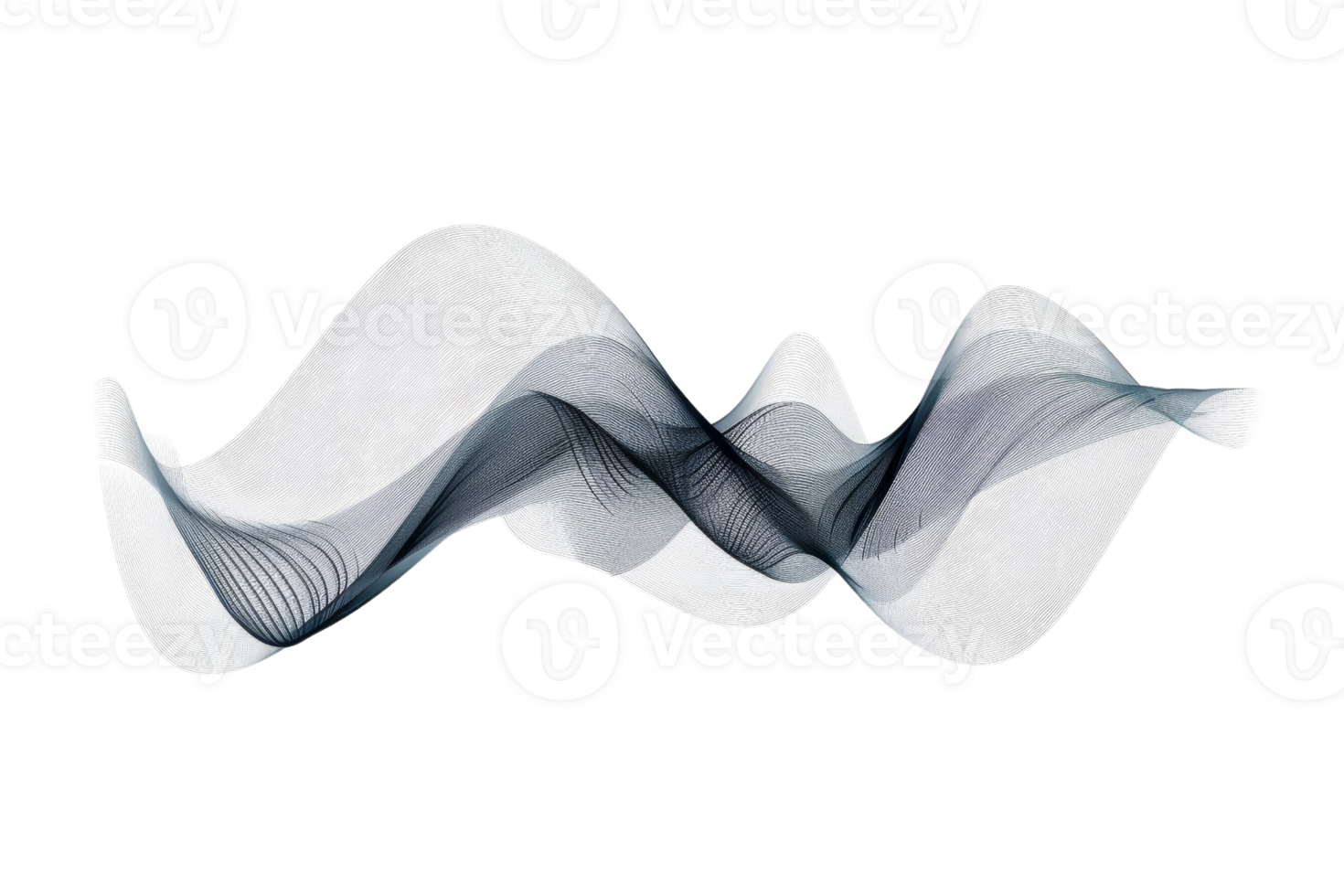 Black and white wave of sound or light smoothly flowing through space. png
