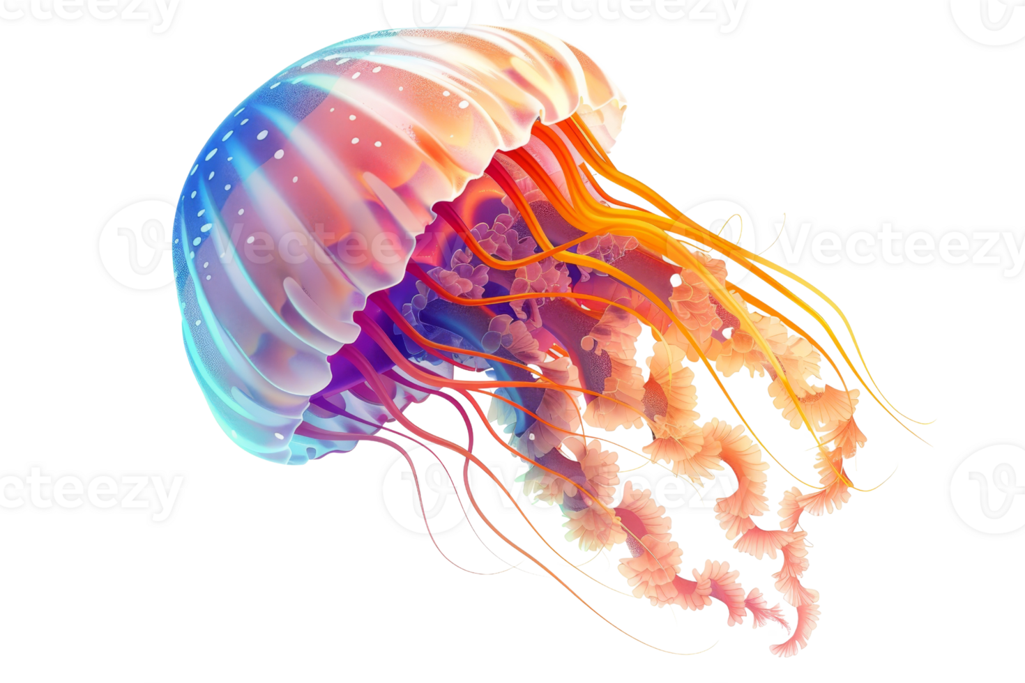 Glowing jellyfish isolated on transparent background. png