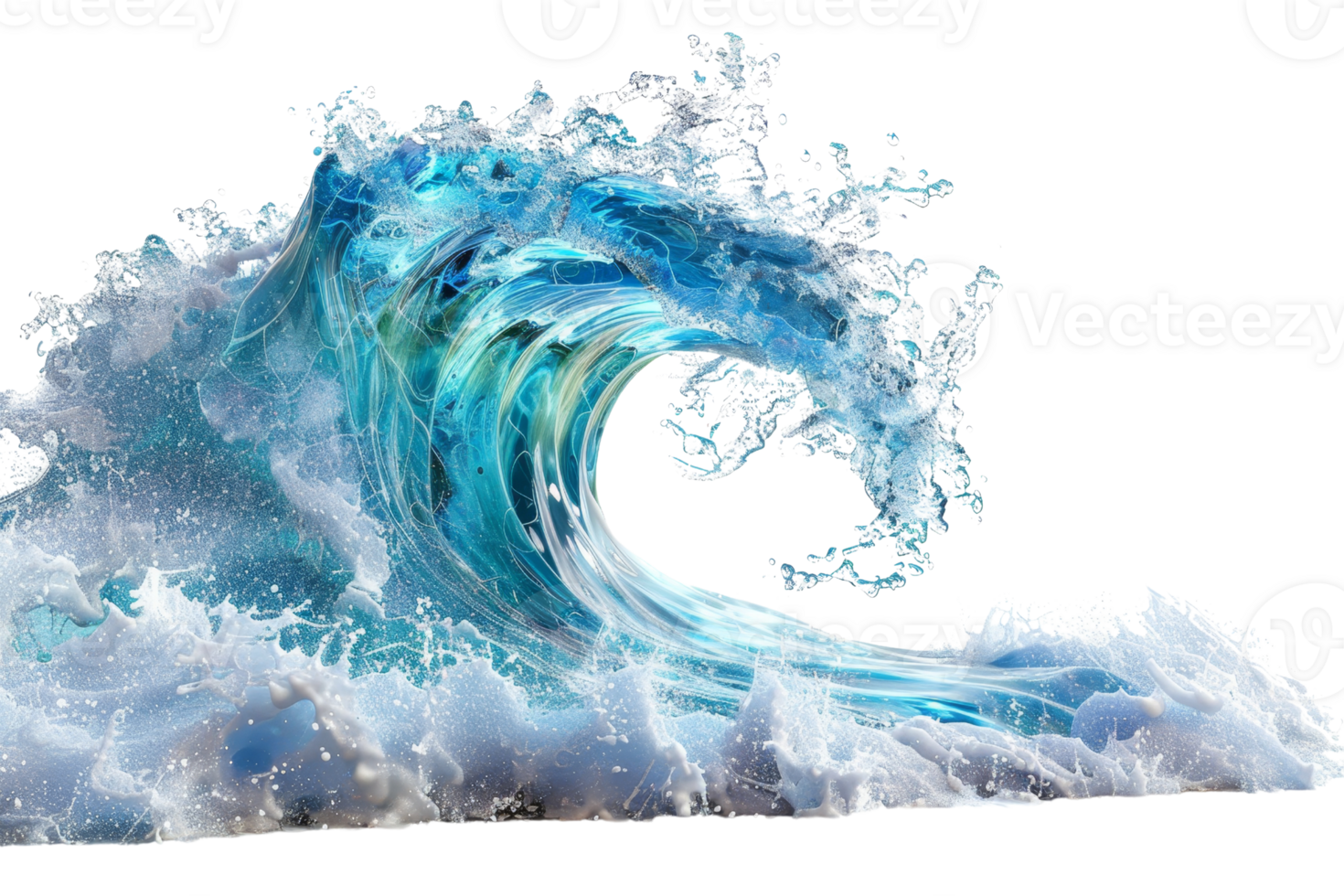 Dramatic ocean wave crashing with white foam, showcasing the power and beauty of nature's forces. Perfect for ocean and sea themes. png