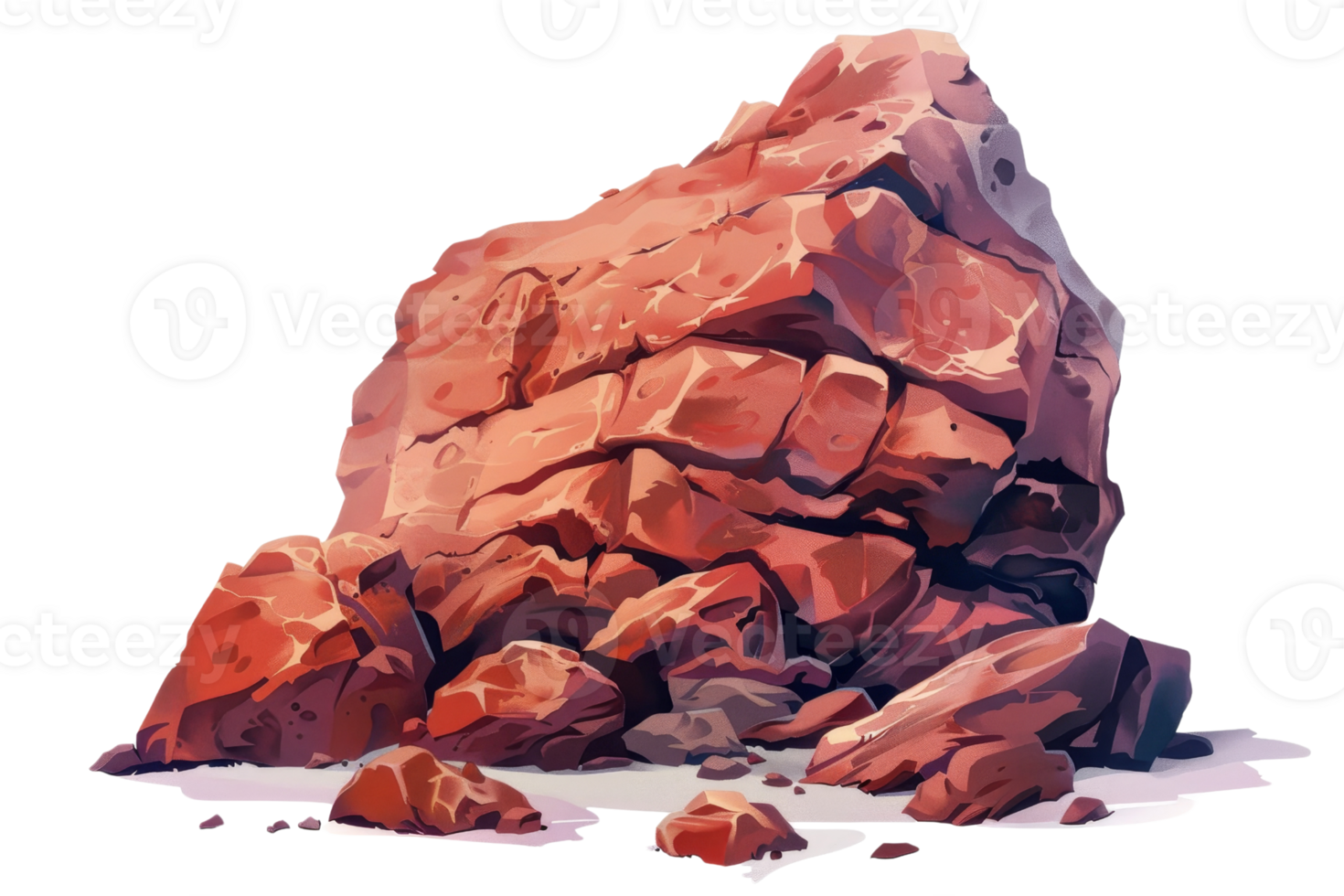 Large red rock isolated on transparent background. png
