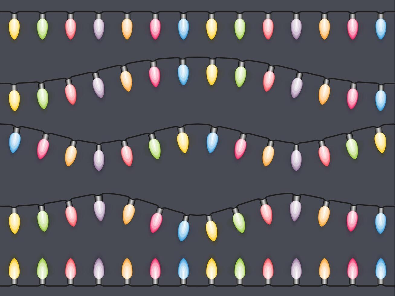 Seamless christmas lights, dark background vector