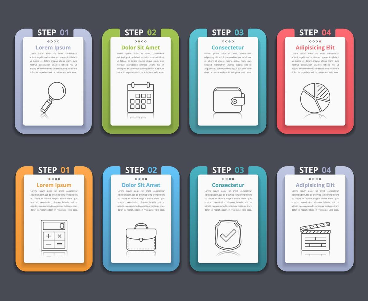 Set of infographic elements with numbers, line icons and place for your text, can be used as workflow, process, steps or options vector