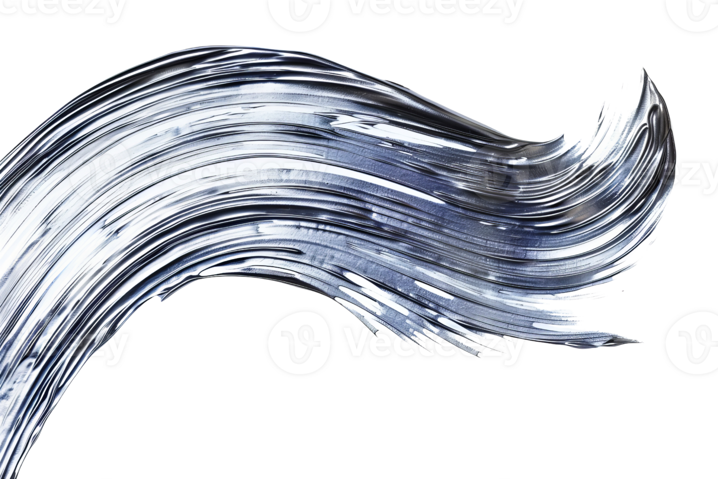 silver-colored ribbon. The ribbon is flowing in the air. The background is black. The ribbon is shiny and smooth. png