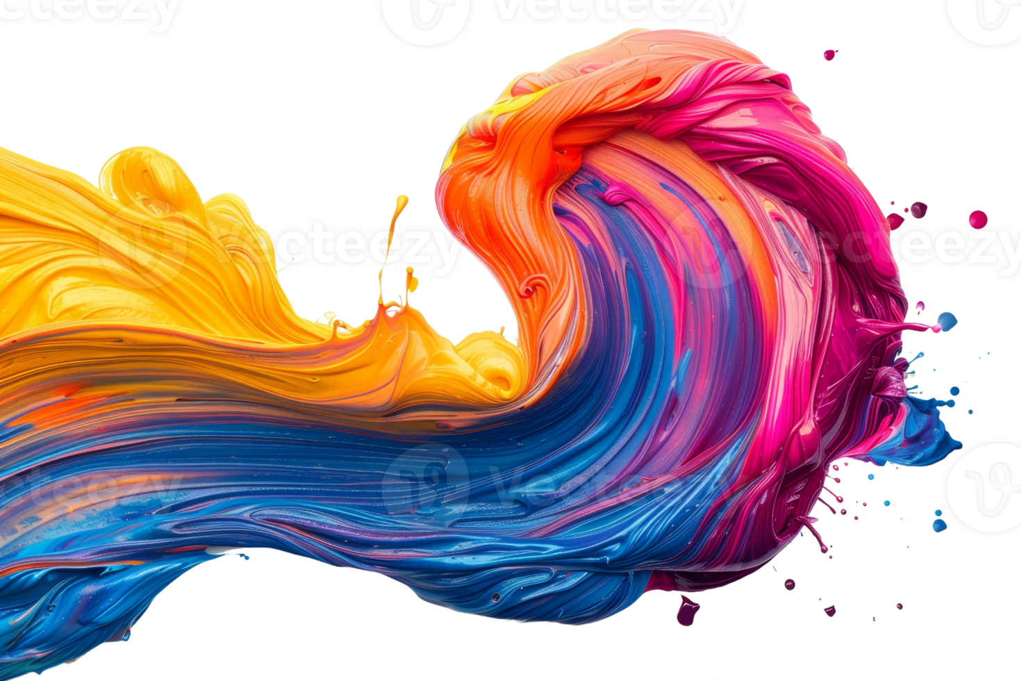 Vibrant swirl of colorful paint strokes blending smoothly, showcasing an abstract representation of artistic creativity and flow. png