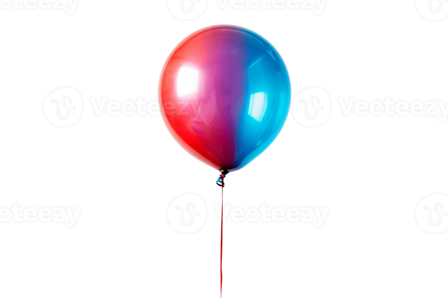 A red and blue balloon is floating in the air. The balloon is the color of the rainbow and is the color of the sky png