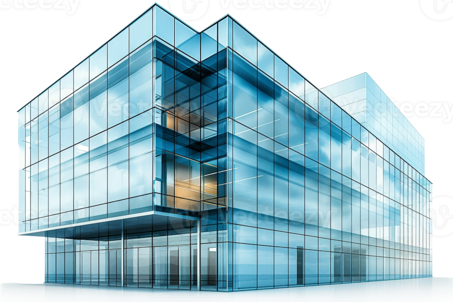 A large glass building with a lot of windows. The building is very tall and has a modern design png