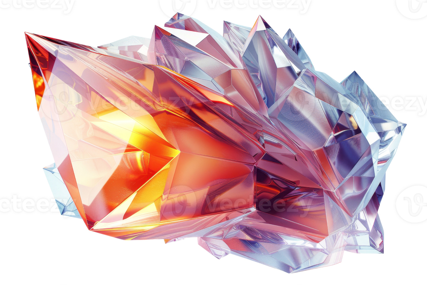 A large crystal with a red center and a blue top. The crystal is made of ice and has a very sharp point png