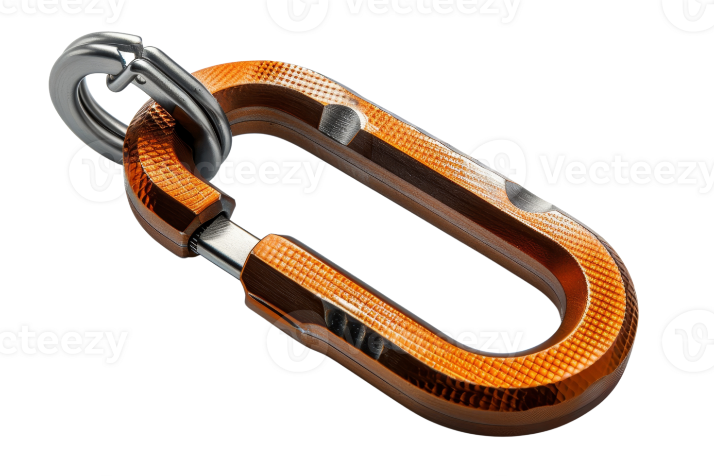 A metal object with a hook on the end. It is orange in color. The hook is attached to a chain png