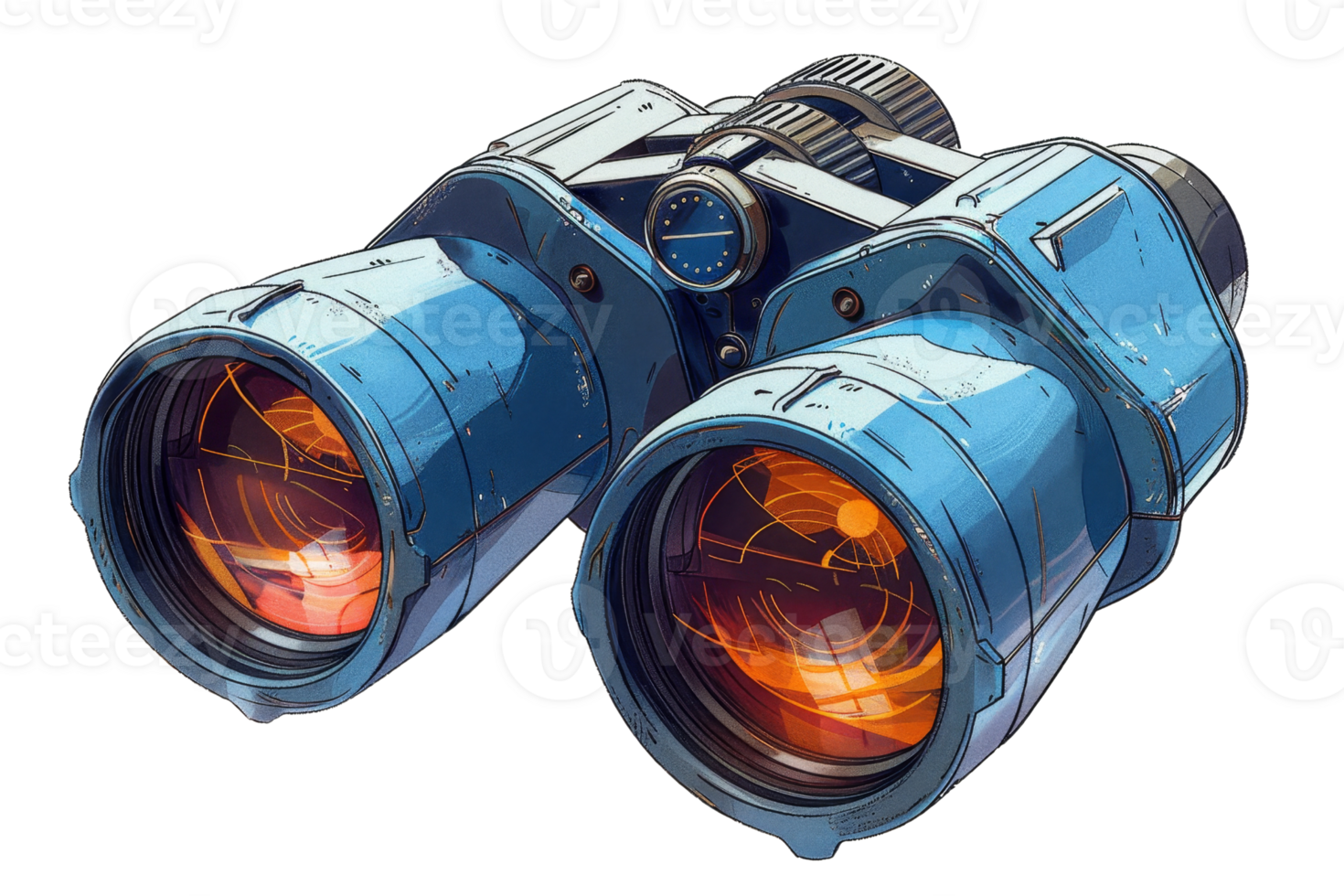 A pair of binoculars with orange lenses png
