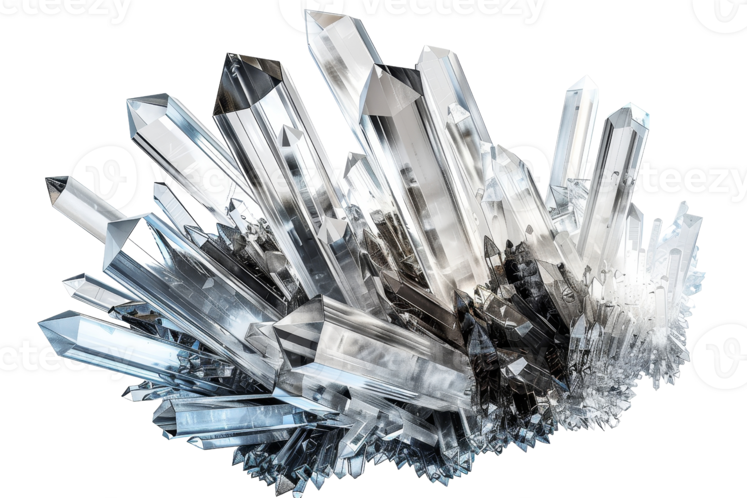 A large crystal formation with many small crystals embedded in it. The crystals are clear and sparkly, giving the impression of a beautiful and intricate piece of art. Scene is one of wonder and awe png