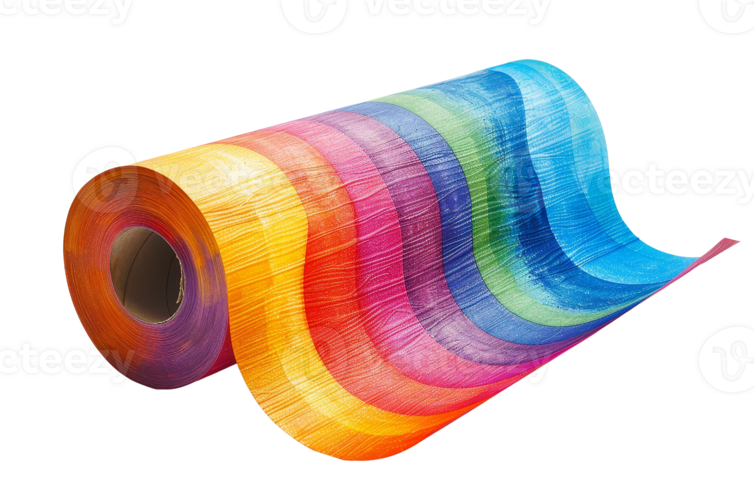 A colorful roll of paper with a rainbow pattern. The colors are bright and vibrant, creating a cheerful and lively atmosphere png