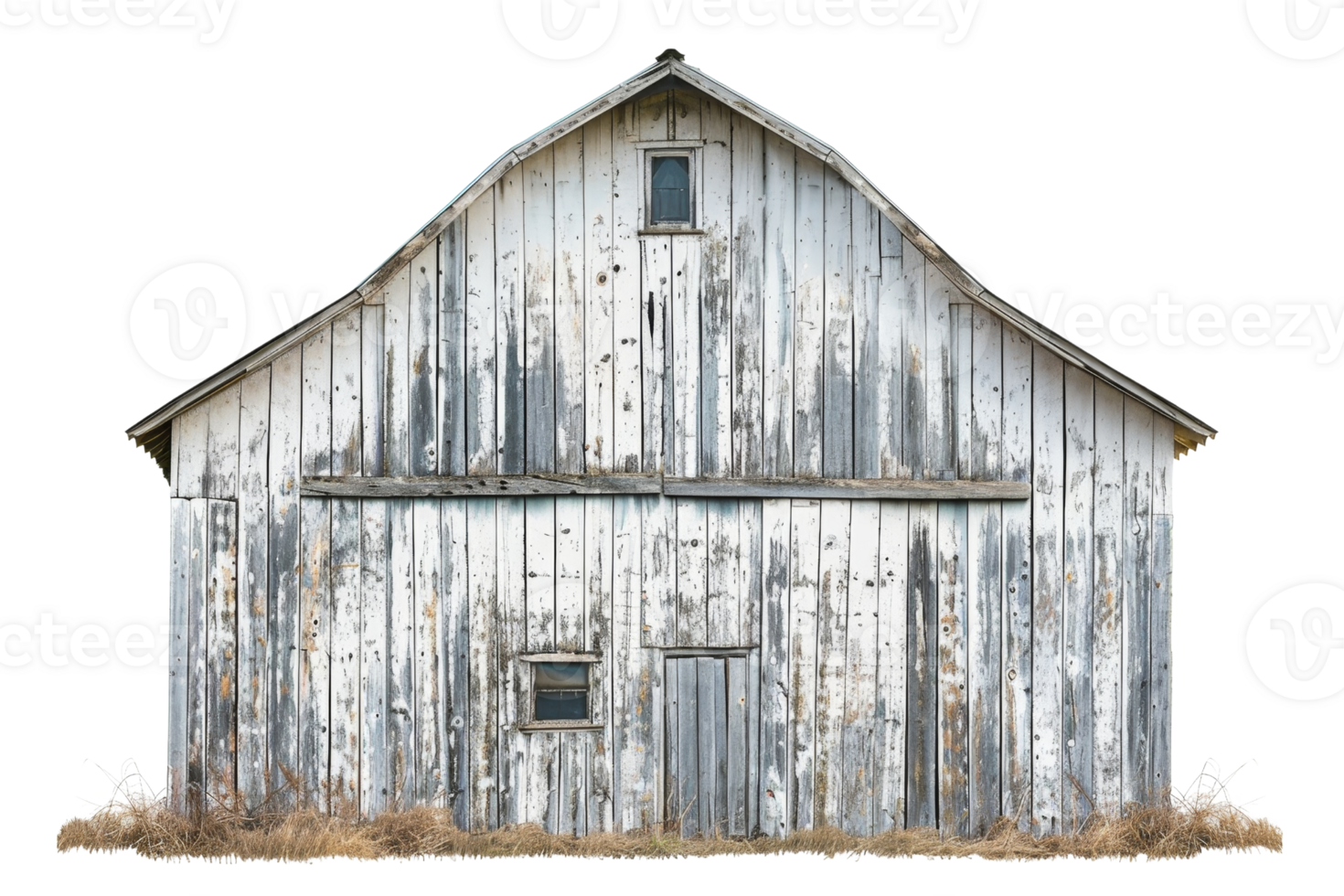 The barn is old and weathered, with a lot of wood and a slanted roof. It looks like it has been abandoned for a while png