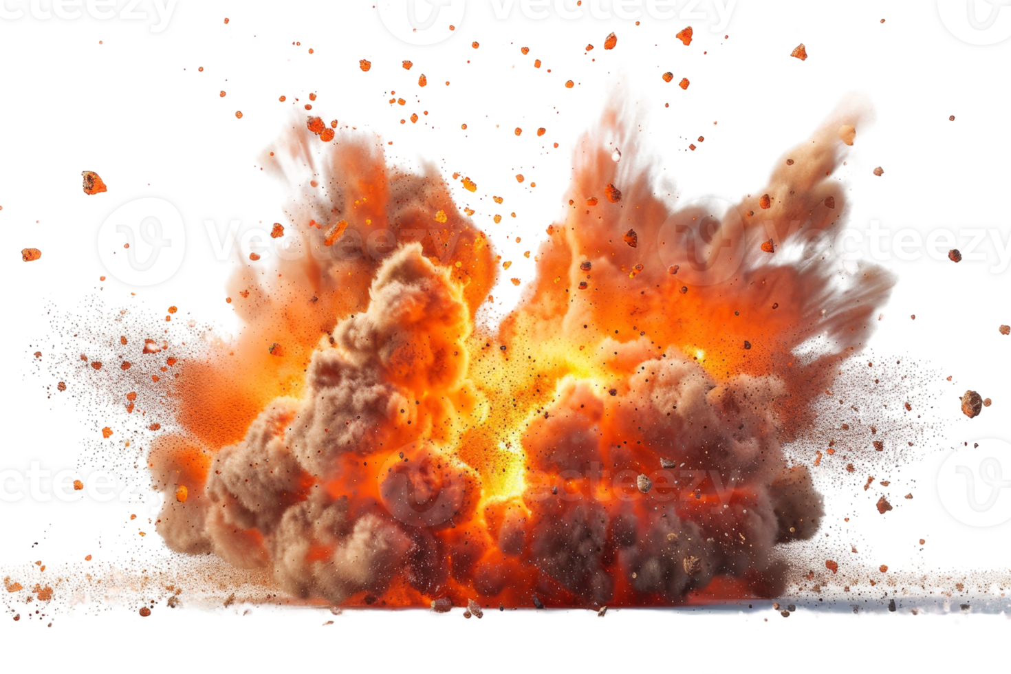 A large explosion is depicted in the image, with a lot of debris and smoke flying in the air. The scene is intense and chaotic, with the explosion leaving a trail of destruction in its wake png