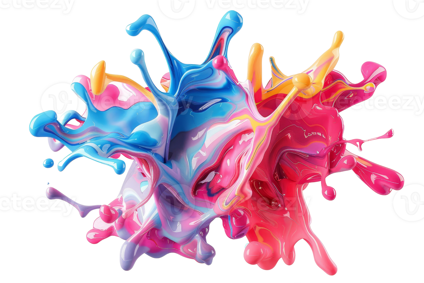 A splash of paint with a rainbow of colors. The colors are bright and vibrant, creating a sense of energy and excitement. The splatter of paint is chaotic and unpredictable png