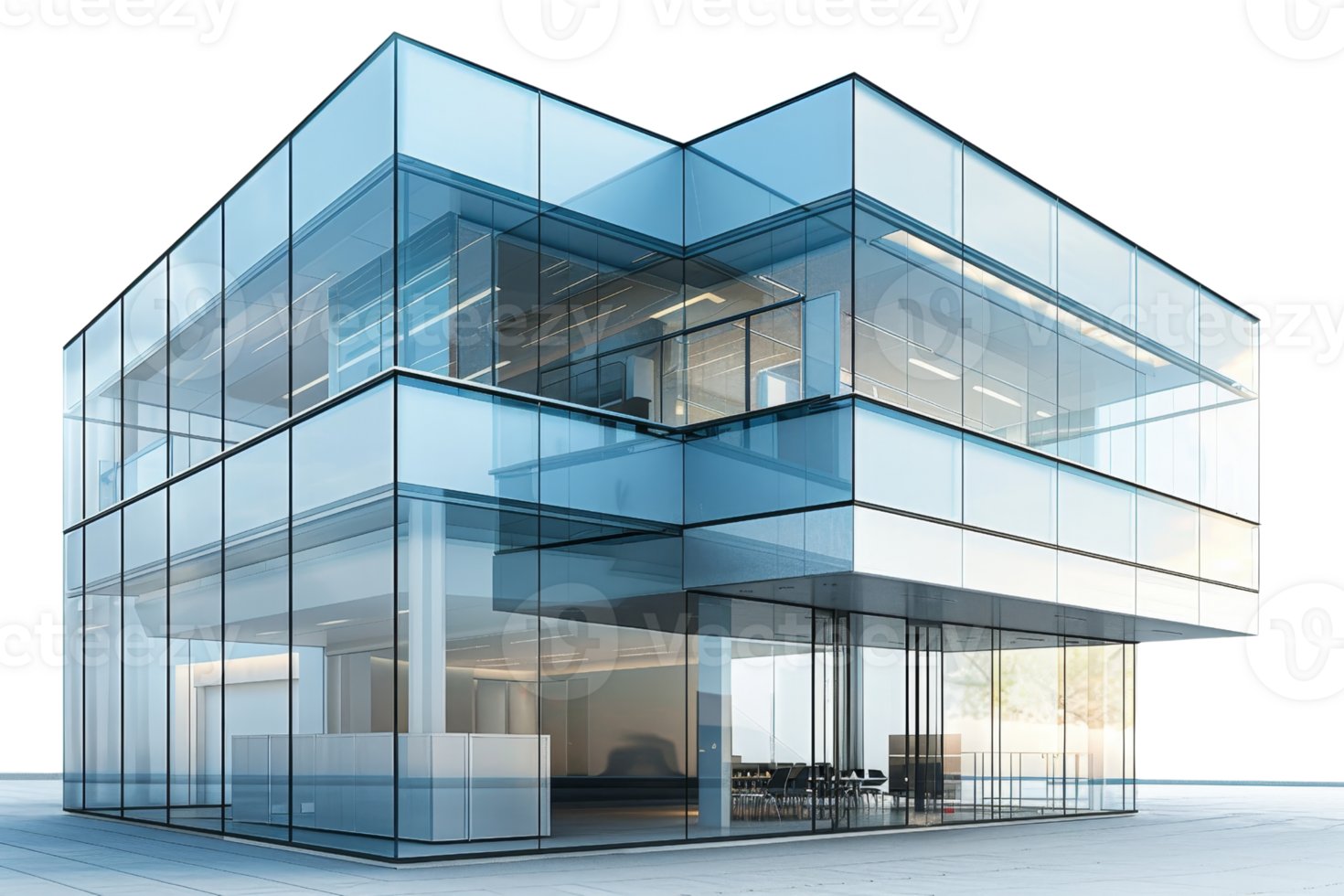 A large glass building with a glass facade and a glass roof. The building has a modern and sleek design png