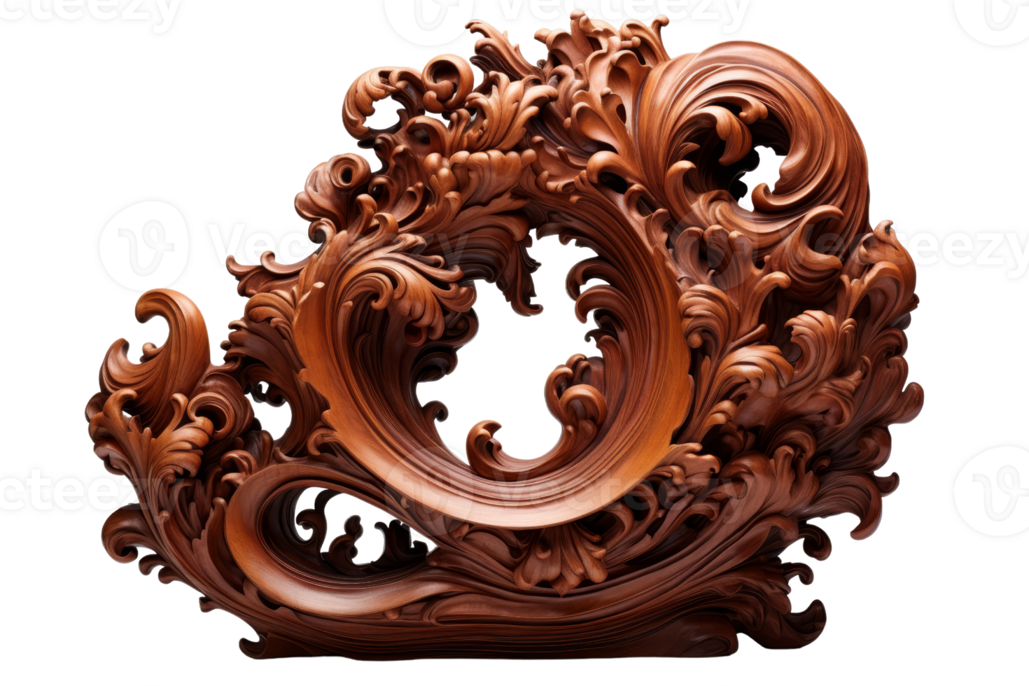 A wooden sculpture with a lot of detail and a lot of curves. It looks like a piece of art png