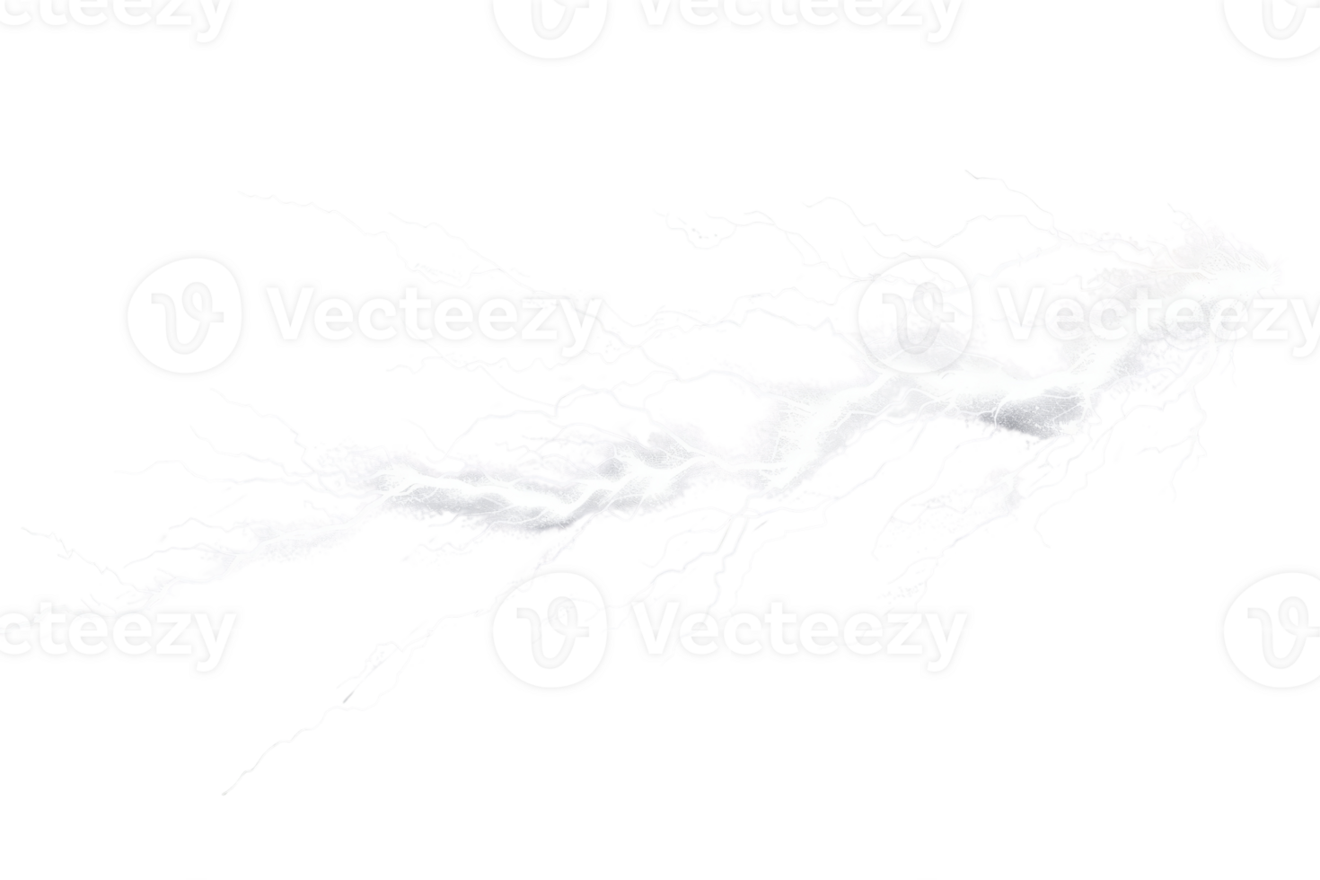 Dynamic white lightning bolt on black background, capturing the energy and intensity of a natural phenomenon in a striking visual display. png