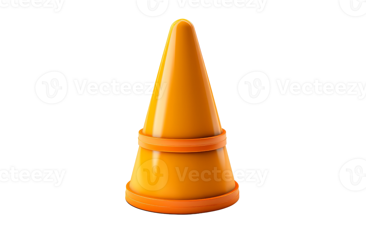 High-quality image of an orange traffic cone on a transparent background. ideal for construction and safety related projects or illustrations. png