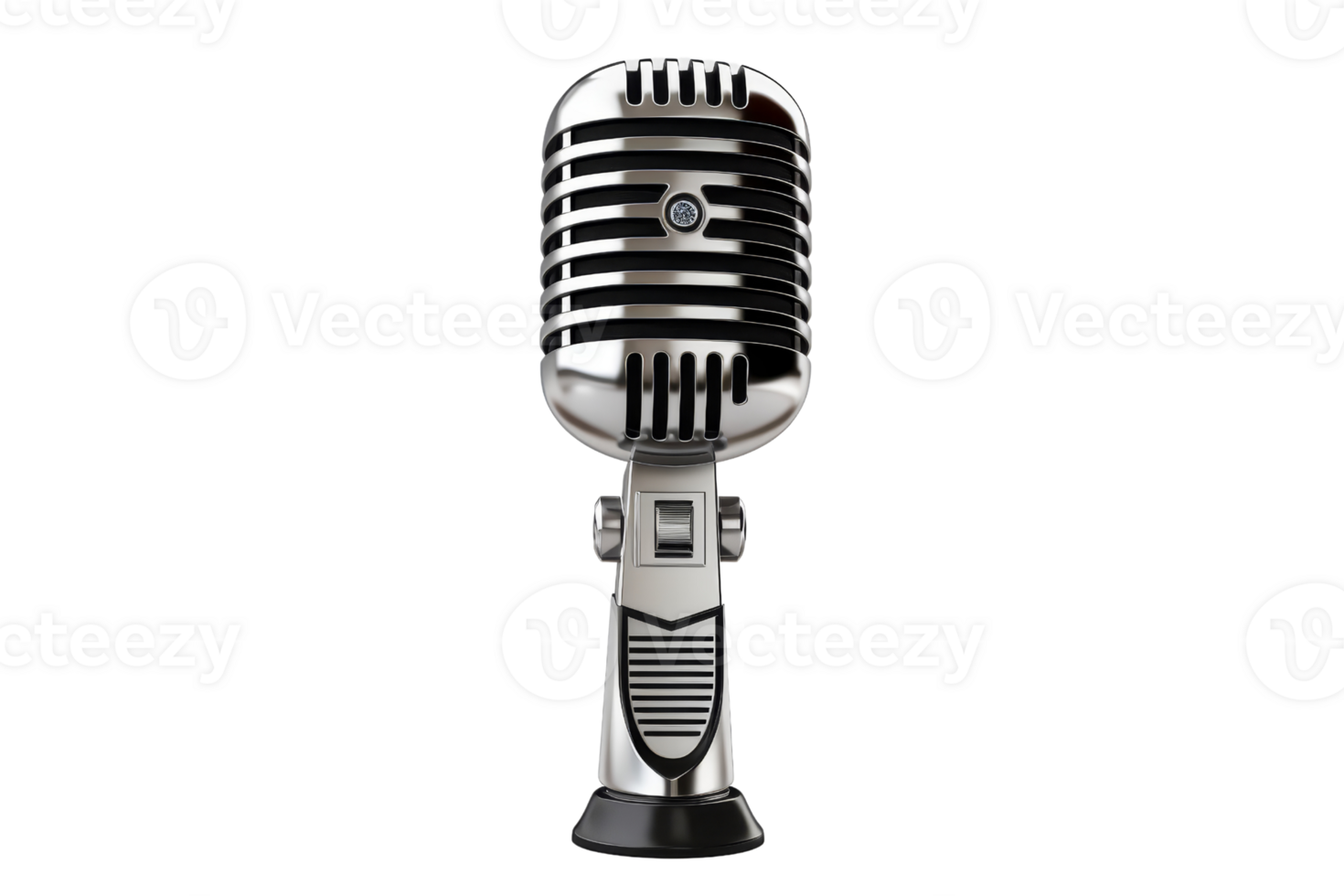 Vintage microphone isolated on transparent background. Retro design, perfect for music, recording studios, podcasts, and broadcasting projects. png