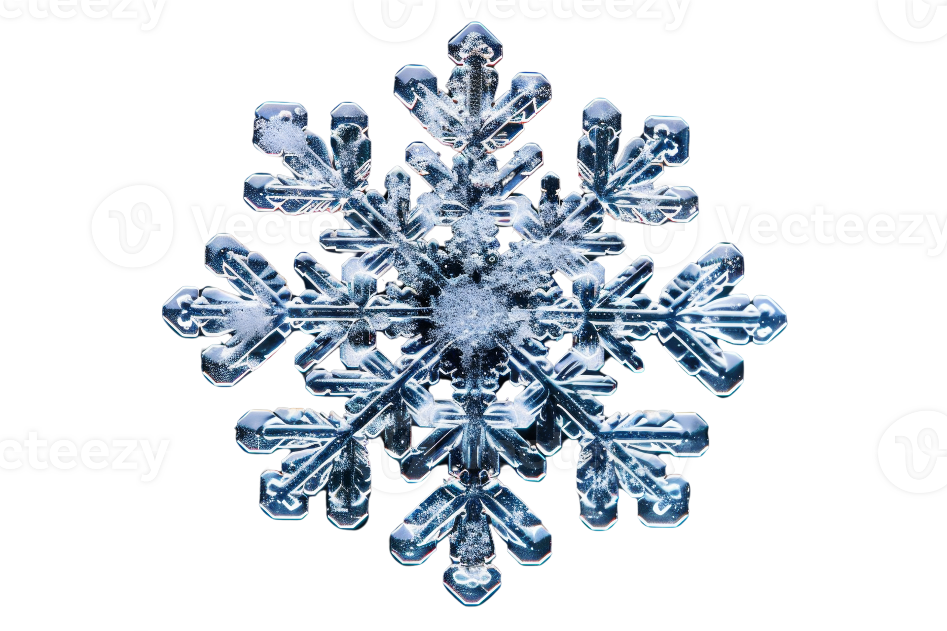 Closeup image of a detailed snowflake with intricate patterns