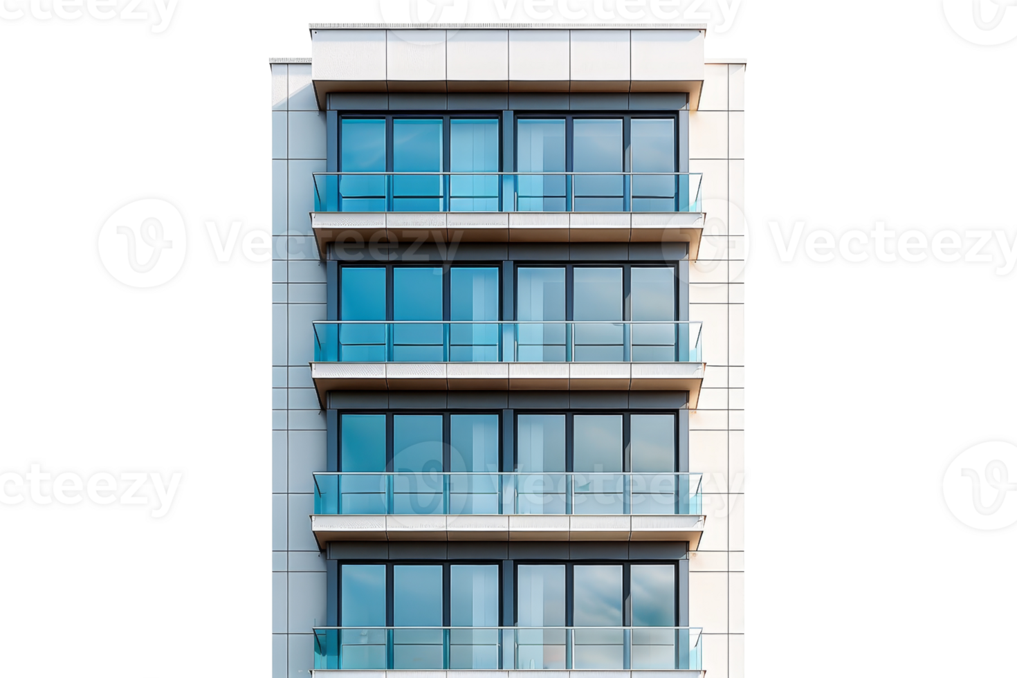 A tall building with a balcony and a glass window. The building is white and has a modern design png