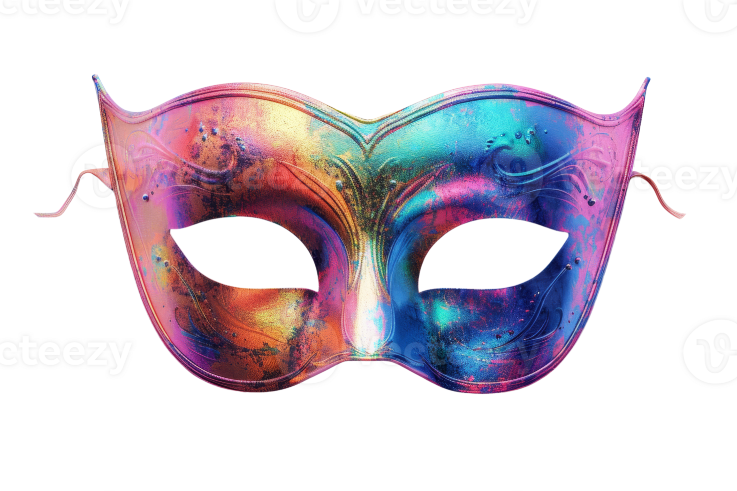 A colorful mask with a gold and blue design png