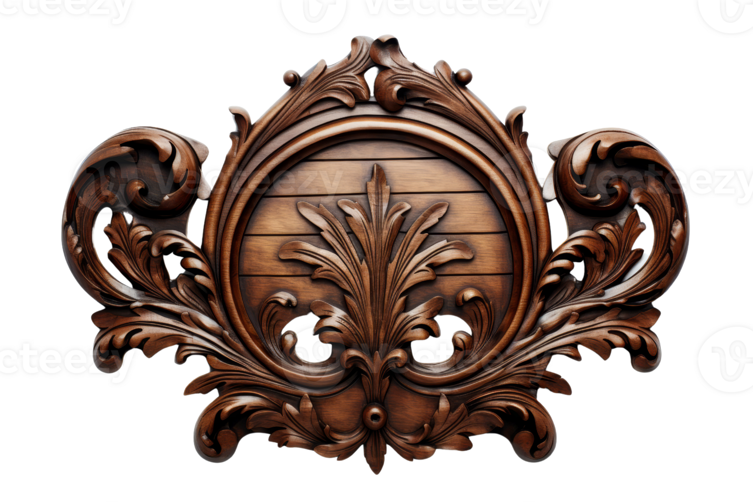 A wooden frame with a leafy design on it. The frame is brown and has a lot of detail png