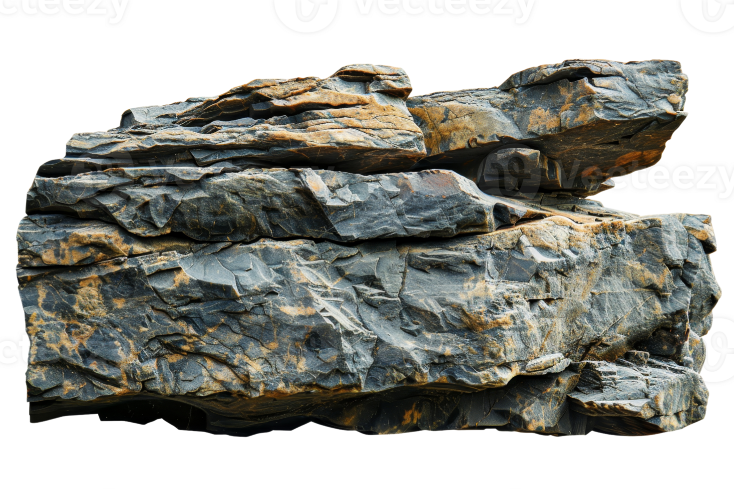 A large rock with a lot of cracks and crevices. The rock is gray and black in color png