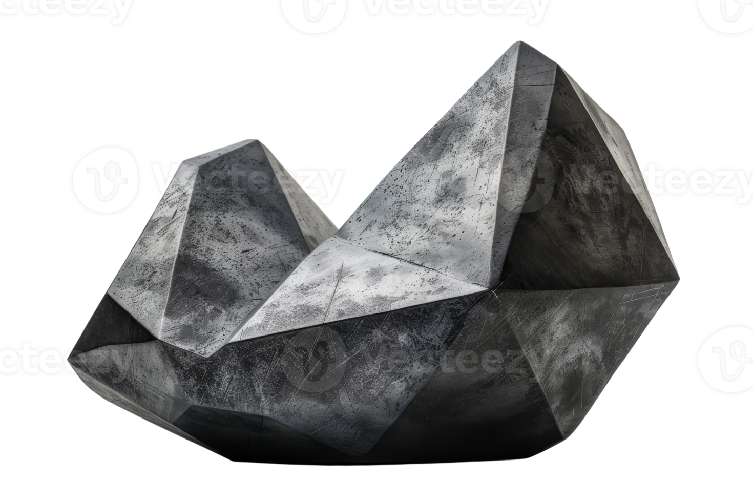 Abstract geometric sculpture in black and gray, showcasing modern design and contemporary art with sharp edges and intricate details. png