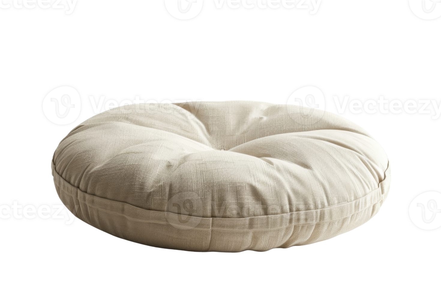 Comfortable round cushion with a beige fabric, ideal for adding a cozy touch to any living space or seating arrangement. png