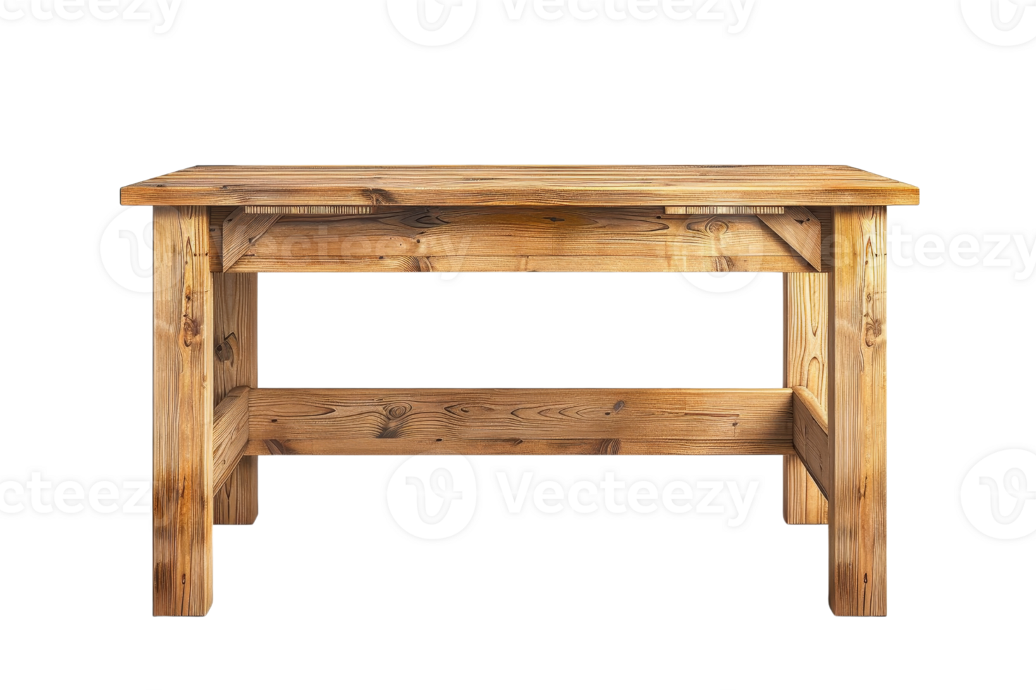 Rustic wooden table with sturdy legs and natural finish, perfect for home or office decor, adding a touch of warmth and functionality to any space. png