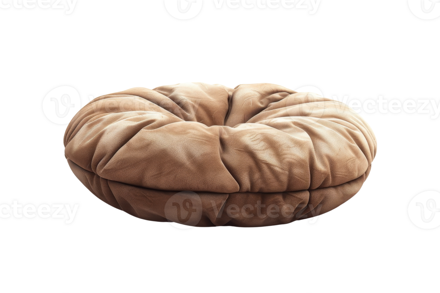 Soft, round brown cushion with a plush texture. Perfect for home decor or enhancing comfort in seating areas. png
