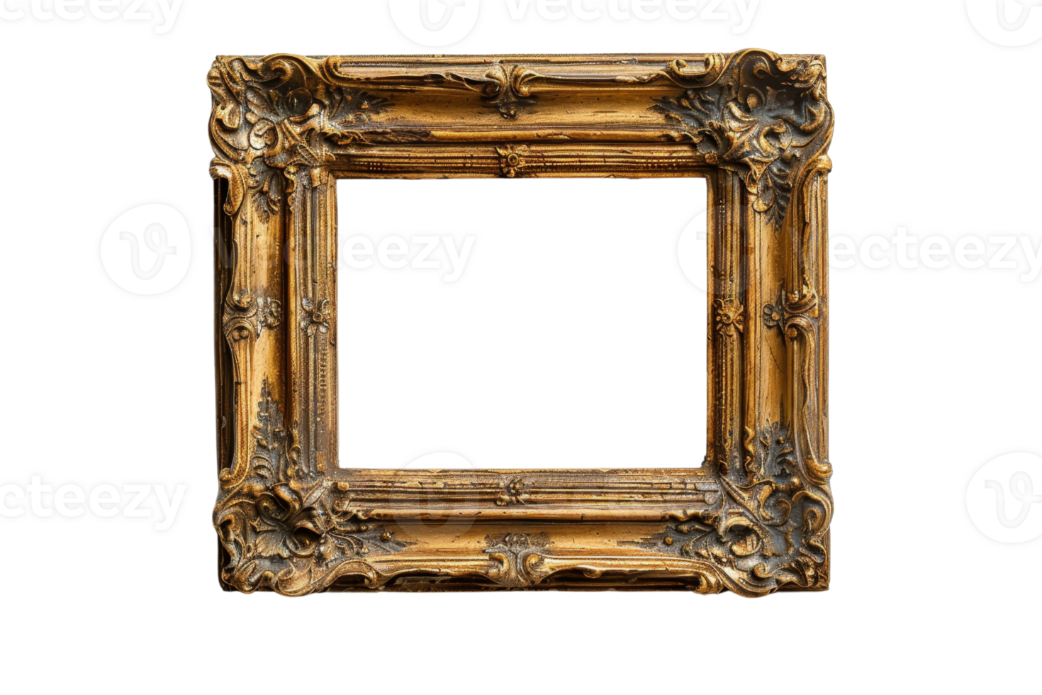 Vintage ornate gold frame isolated on transparent background. Perfect for art, photography, and interior design projects. png