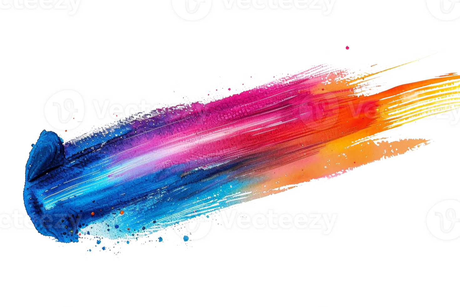 Vibrant multicolored brushstroke on transparent background. showcasing a dynamic blend of blue, pink, and orange hues in abstract art. png
