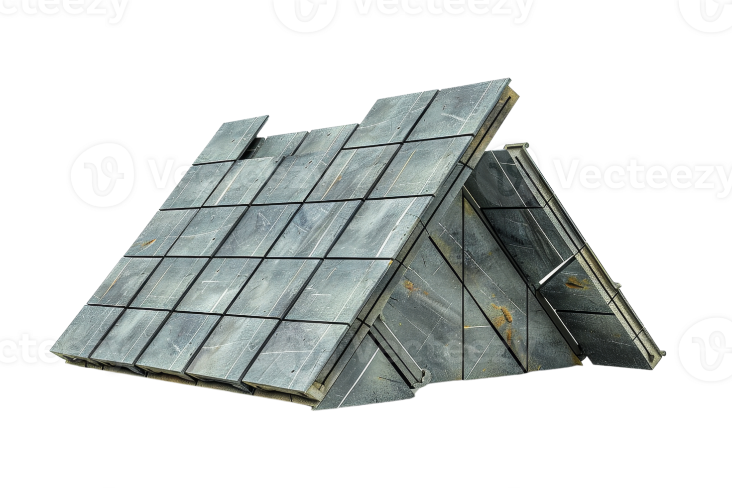 Modern steel and glass architectural structure resembling a tent. Industrial design emphasizing geometric lines and sleek appearance. png