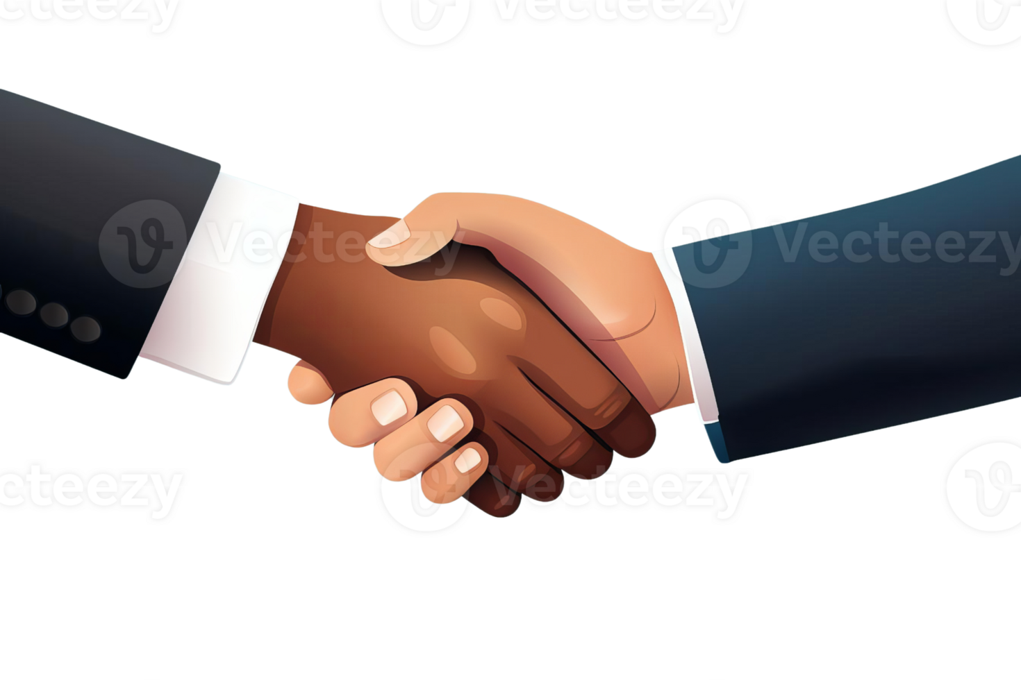 Two hands shaking in a business meeting. Concept of professionalism and trust between the two individuals png