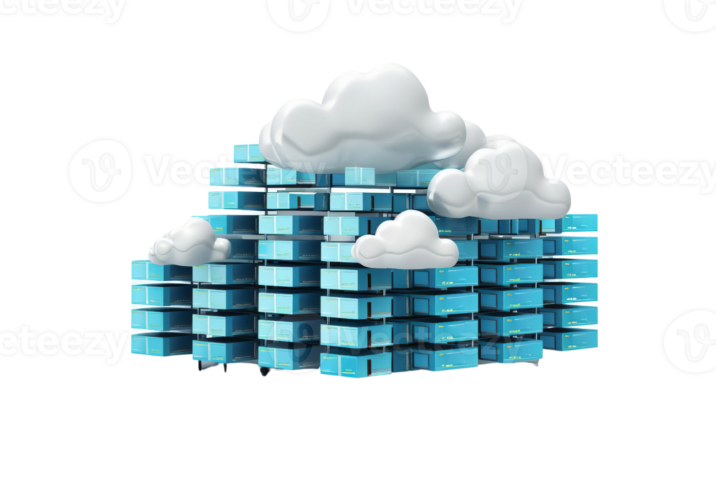 A cloud of blue and white with a lot of blue boxes stacked on top of each other. The boxes are stacked in a way that they look like they are on top of a mountain png