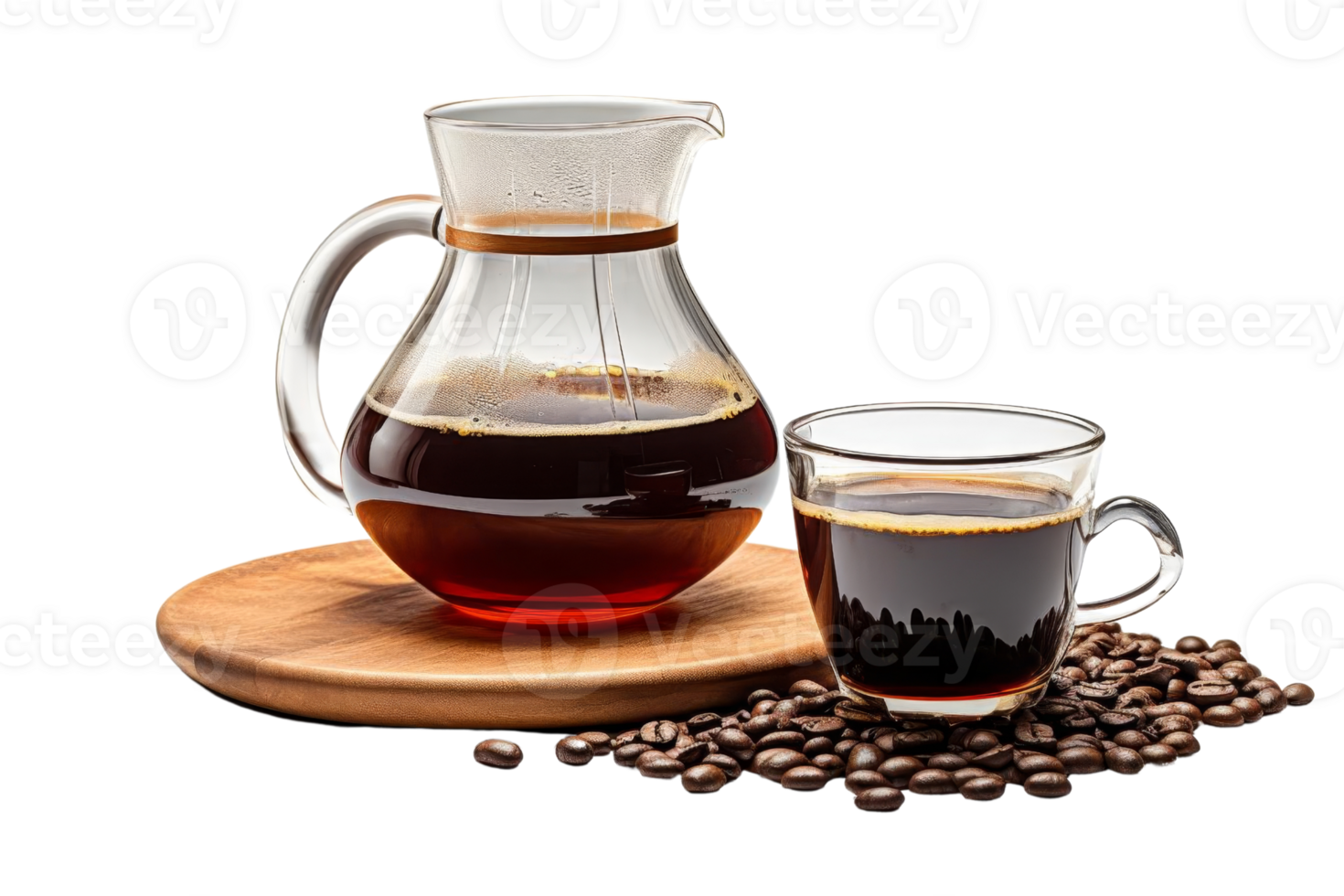 A glass of coffee with a coffee grinder and a coffee filter png