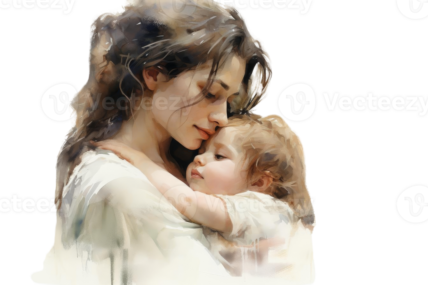 A woman is holding a baby in her arms. The baby is small and has a peaceful expression. The woman's face is soft and gentle, and she looks at the baby with love and care png