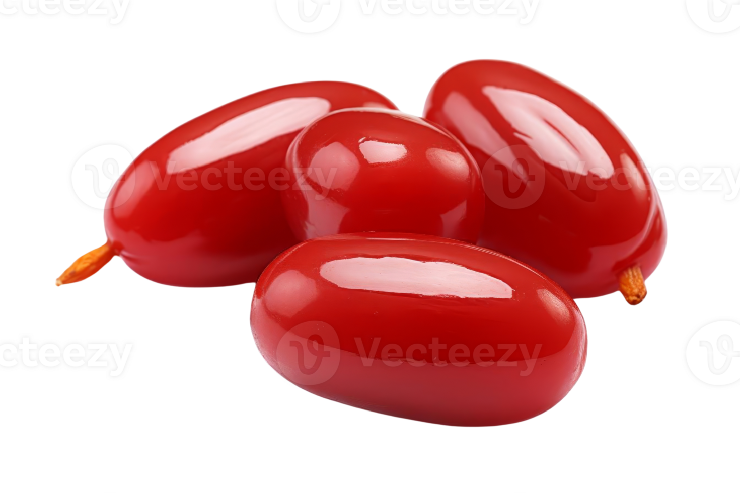 Close-up of shiny red goji berries isolated on a transparent background. showcasing fresh and vibrant superfood ideal for healthy eating and natural diets. png